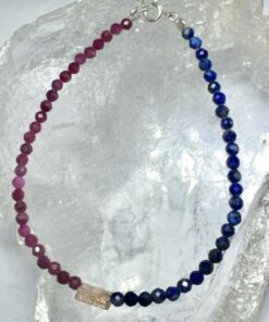 Pulseira Rubi - Lápis Lazuli Natural + Pingente de Topázio Imperial - 2,5 mm facetada