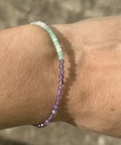 Pulseira Esmeralda Natural e Ametista 2,5 mm facetada