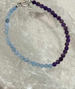 Pulseira Calcedônia e Ametista Natural - 2,5 mm facetada