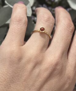 Anel de Prata banhado a ouro de Jaspe Vermelho – 4 mm