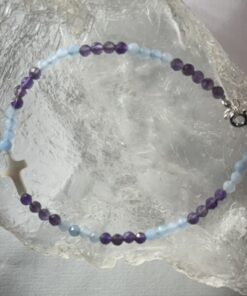 Pulseira Calcedônia e Ametista Natural - 2,5 mm facetada