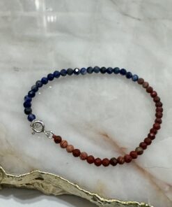 Pulseira Jaspe Vermelha e Lápis Lazuli facetada