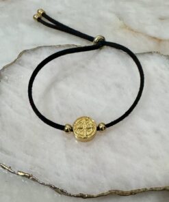 Pulseira Preta Feminina - Medalha de São Bento