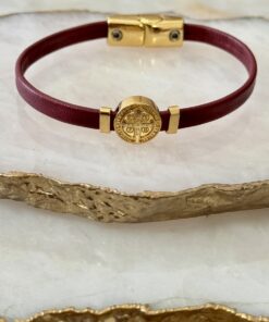 Pulseira de Couro Feminina – Medalha de São Bento