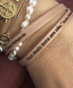 Pulseira de couro legítimo- Santa Hildegarda